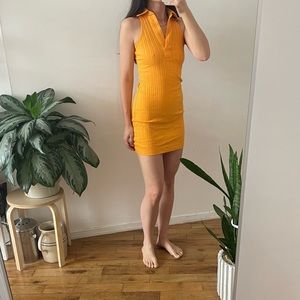 Helmut Lang Orange Collared Dress